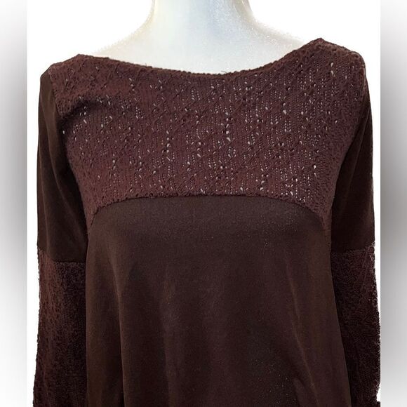 BROWN DRESS with crochet bands, 3/4 sleeves, easy and elegant! - Picture 2 of 6